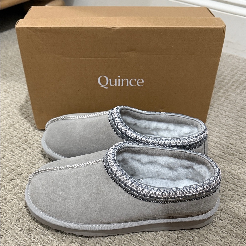Quince Light Gray Slippers brand new in box sz 8